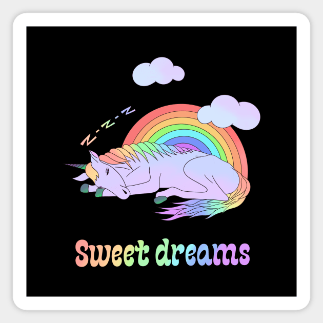 Sweet dreams - a magical dreaming unicorn Sticker by Cute_but_crazy_designs